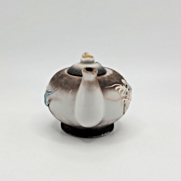 Vtg Moriage Dragonware Teapot Pacific Japan Black Raised Hand Crafted Painted - Picture 5 of 10